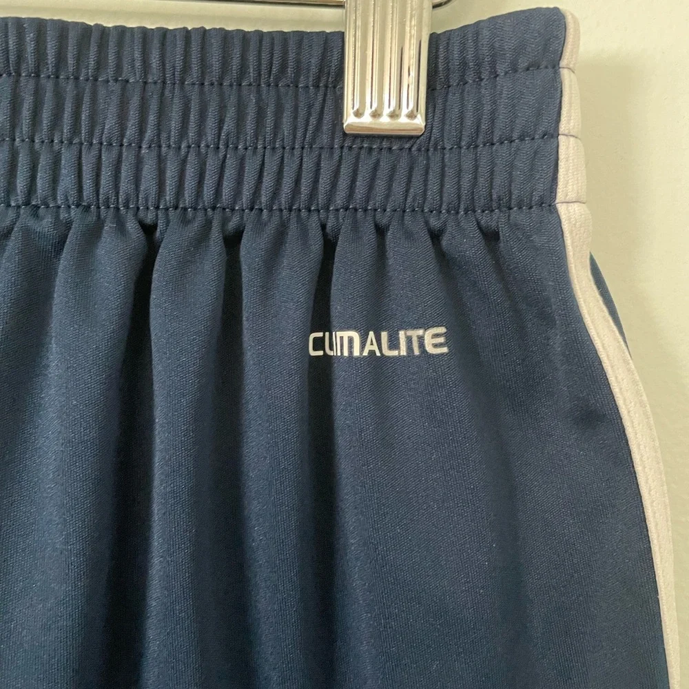 Adidas Men's Navy Blue Athletic Shorts with White Stripes Size S